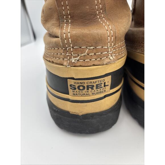Sorel Caribou Boots Wool Lined Mens Size 8 Made In Canada Brown Kaufman Winter - Picture 8 of 11